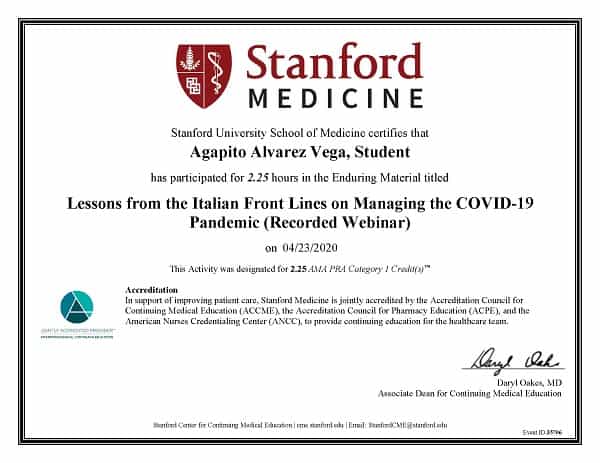 Stanford Medicine Certificate Received by ICONIC Medical Aesthetic