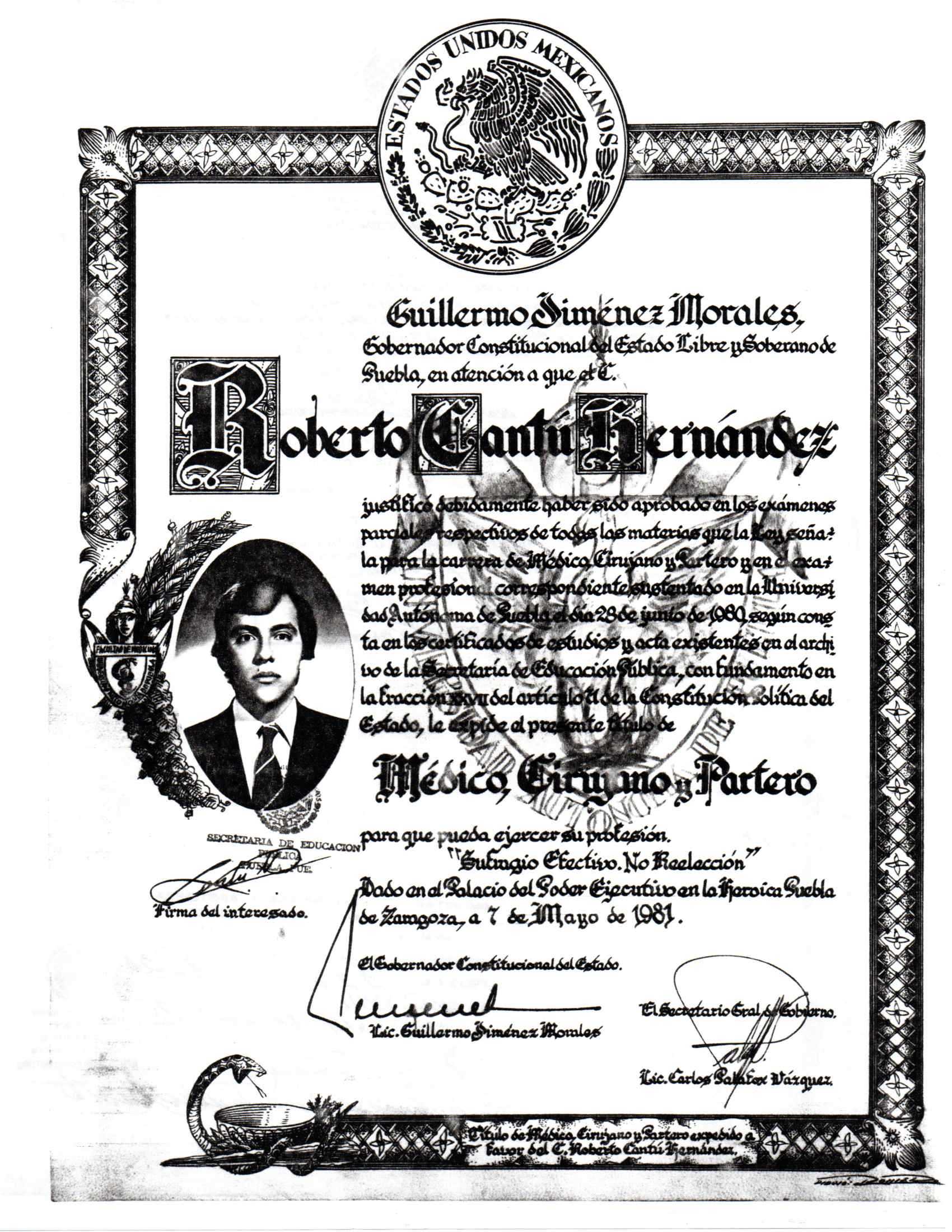 Certificado - Estados Unidos Mexicanos