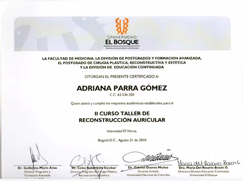 Certificado Universidad El Bosque