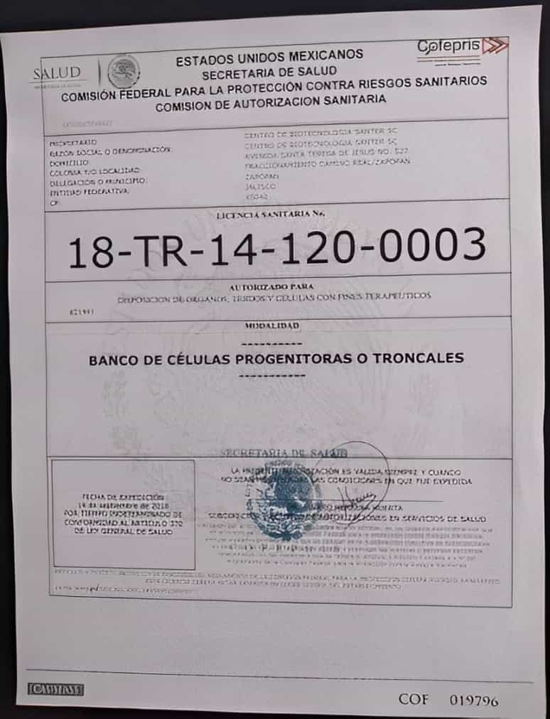 Certificado COFEPRIS