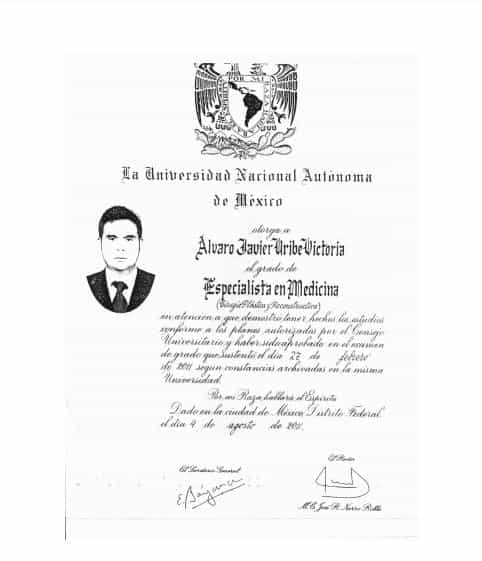 Dr. Alvaro Uribe Certificate