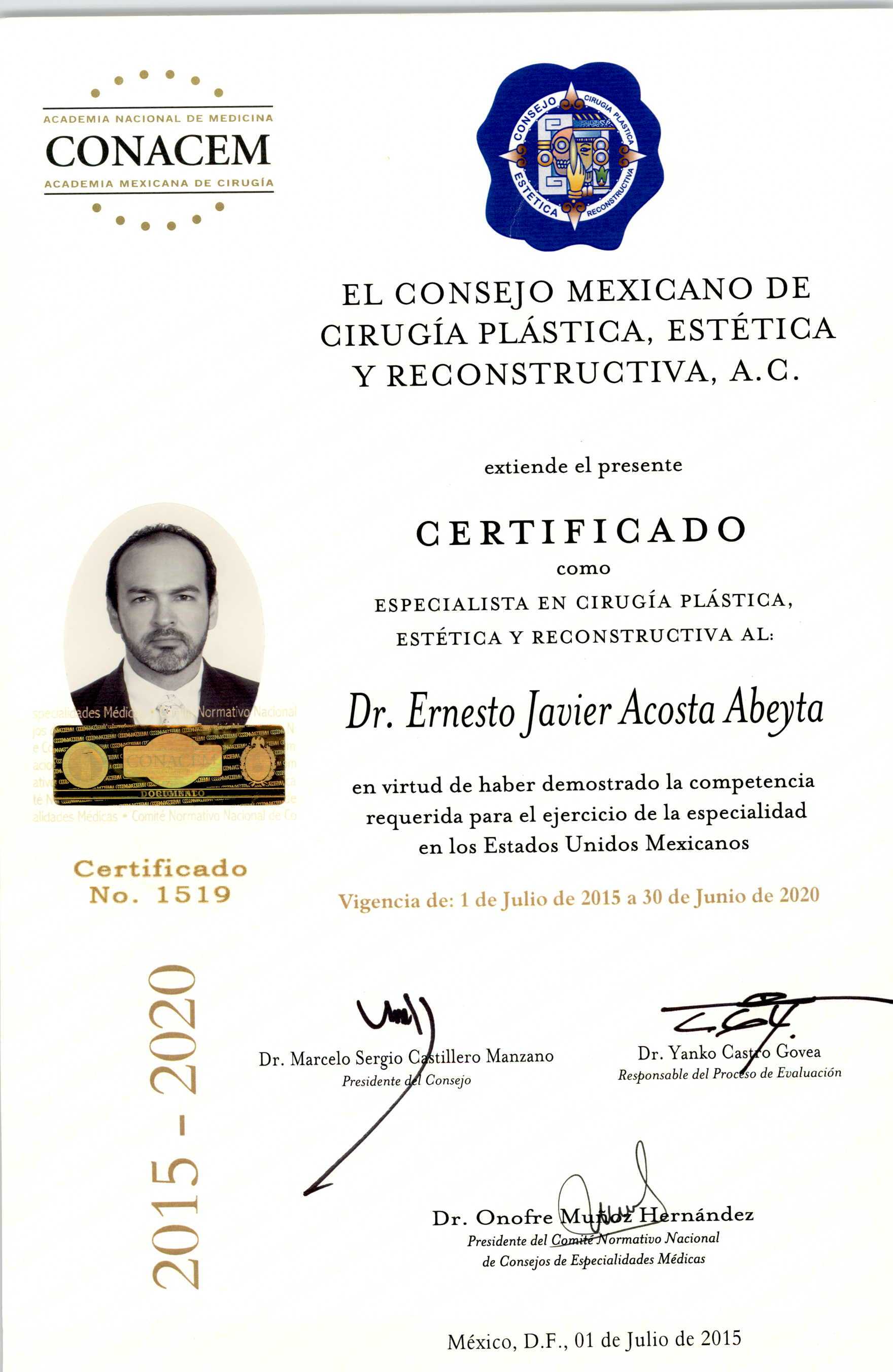 CONACEM Certificate