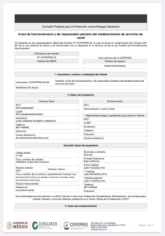 Rose Dental Studio Certificate