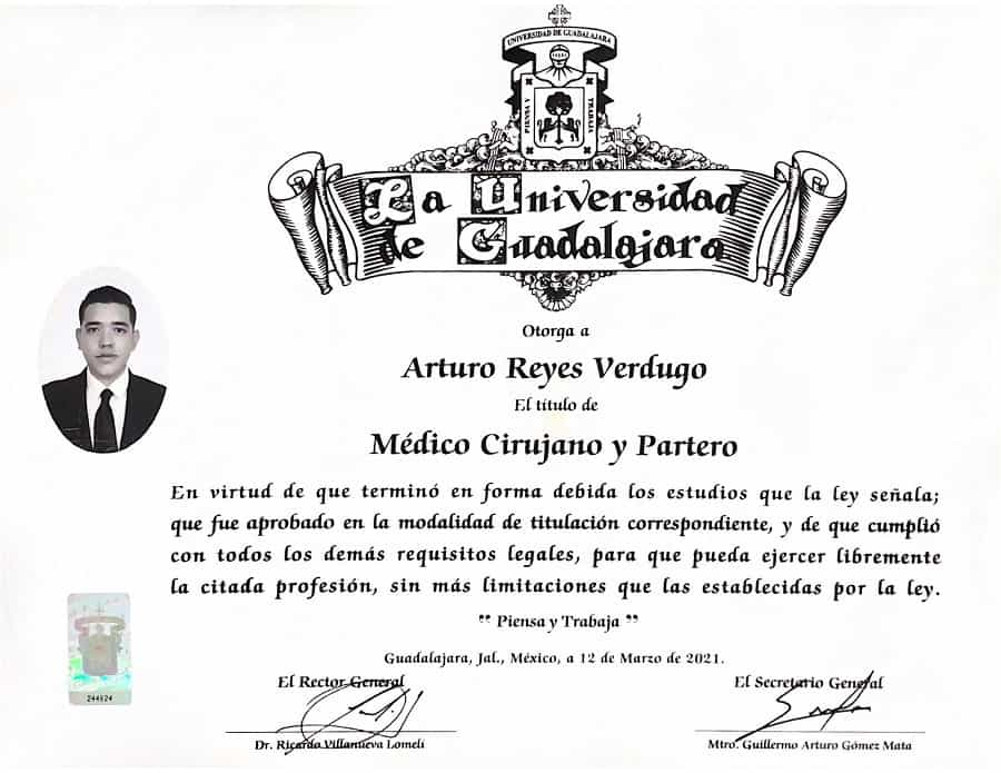 Certificate by University of Guadalajara