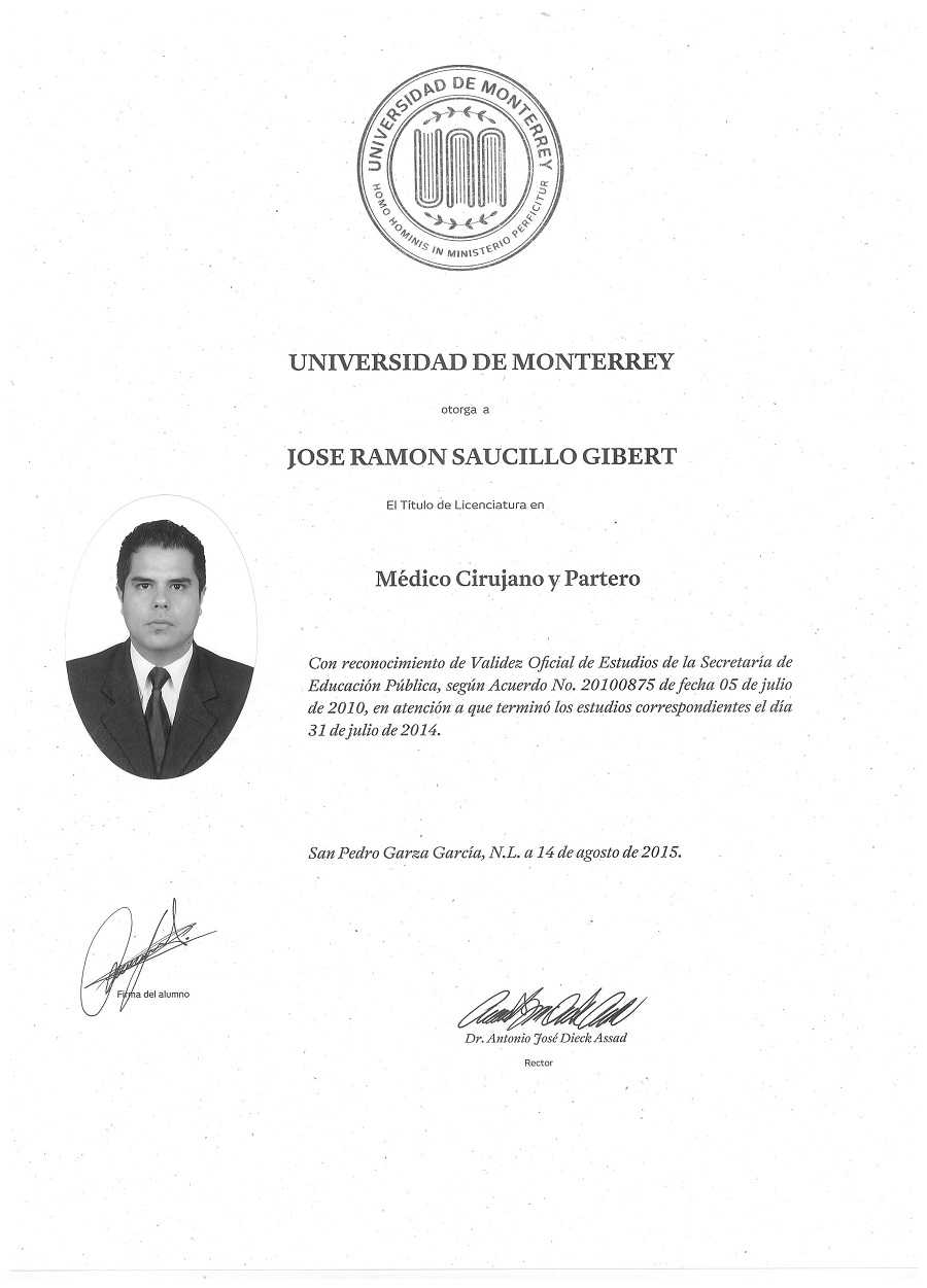 Certificate by University of Monterrey